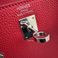 HERMES Kelly 25 Geranium Togo Retourne Palladium Hardware X Stamp