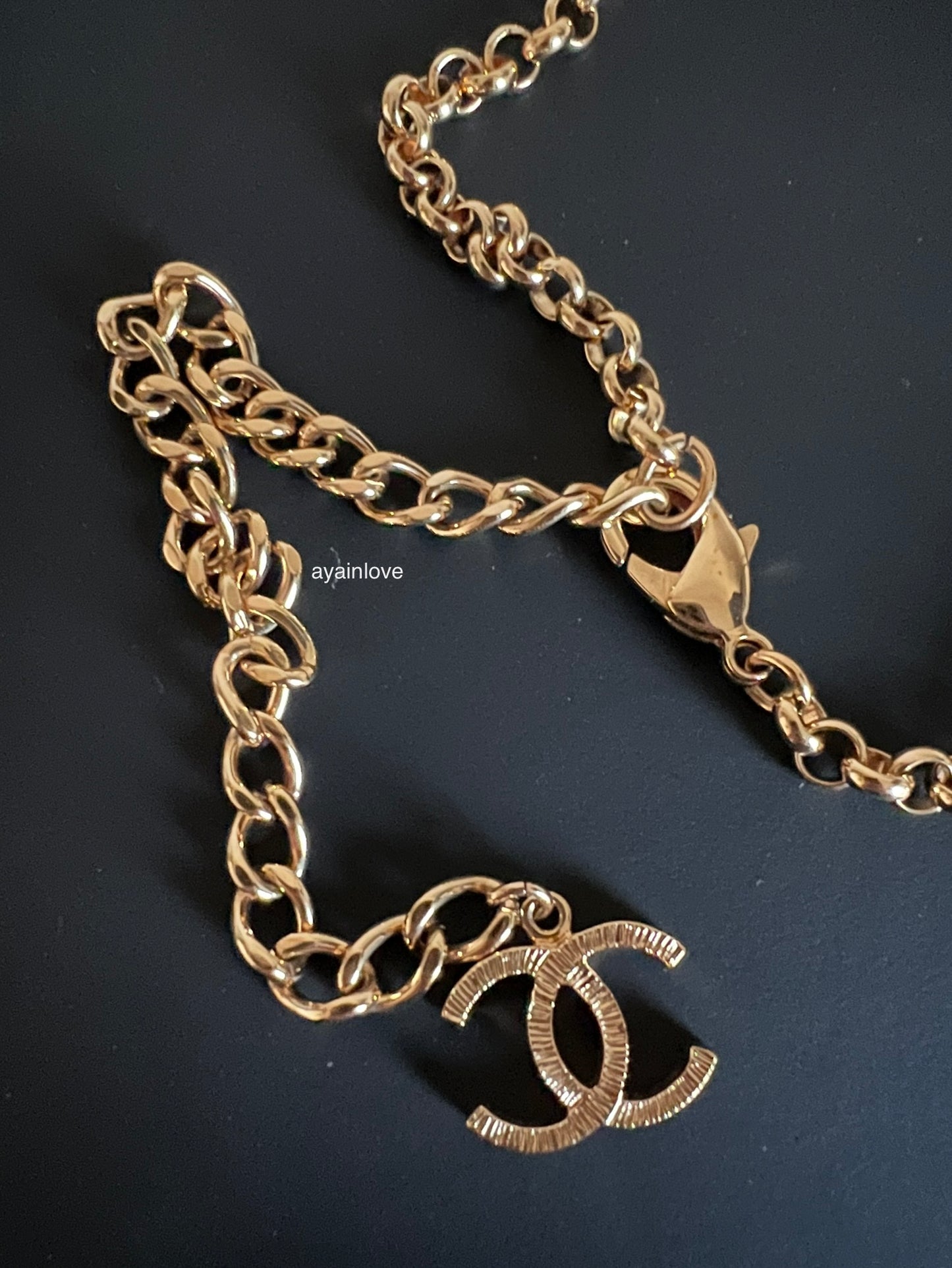 CHANEL 24S Pearl COCO No. 5 Adjustable Chain Belt Gold Hardware