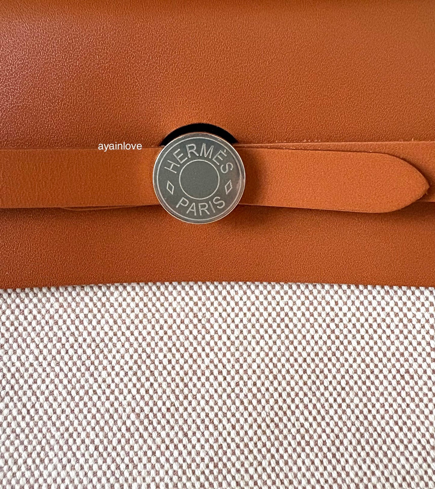 HERMES Herbag Mini Zip 20 Vache Hunter Ecru Beige/Fauve Palladium Hardware W Stamp