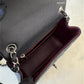 CHANEL 17B Black Caviar (Burgundy Interior) Quilted Square Mini Flap Bag Silver Hardware
