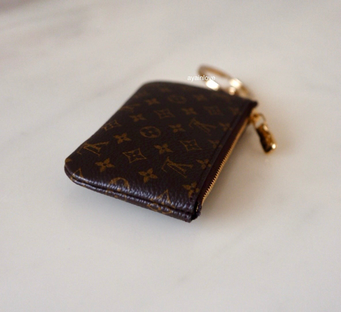 LV LOUIS VUITTON Monogram Phone-Card-Key Holder Gold Hardware