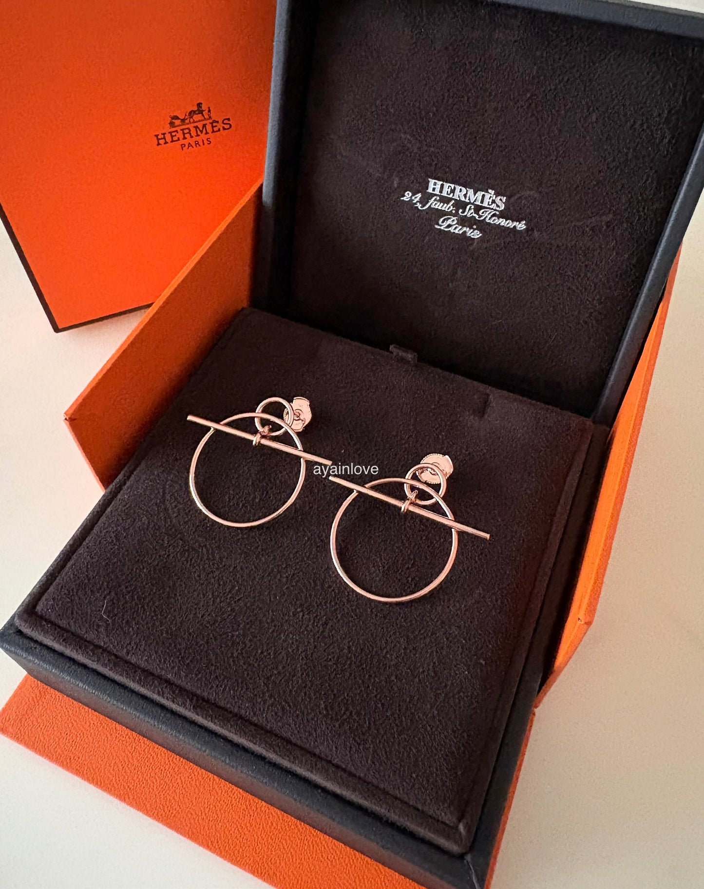 HERMES Loop Small 5 cm 18KT Rose Gold Earrings