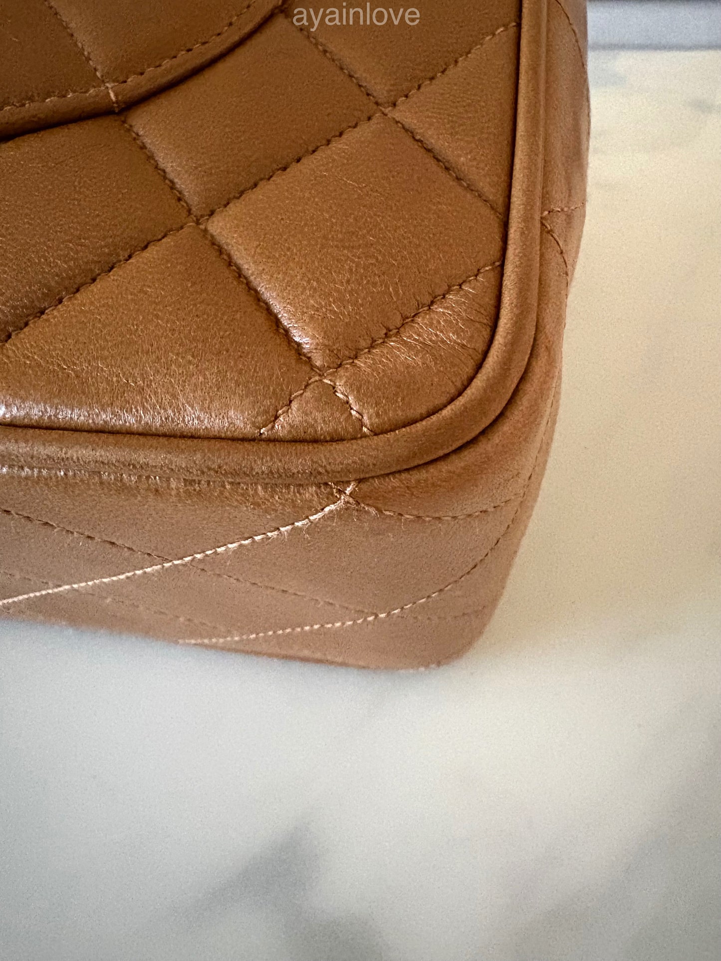 CHANEL Vintage Dark Beige Quilted Jumbo Classic Single Flap Oversized CC Bag 24KT Gold Plated Hardware Series 3