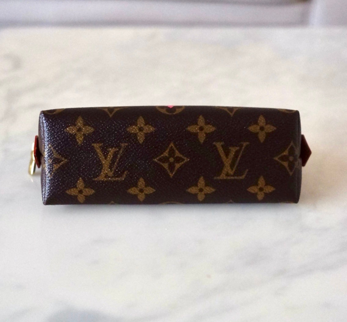 LV LOUIS VUITTON Limited Edition Pink V Voyage Grenade Monogram Cosmetic Pouch