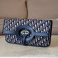 DIOR Blue Oblique Jacquard Fold Over Clutch Bag