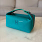 HERMES Bride-A-Brac Green Canvas Toilette Au Carre Case Small PM Palladium Hardware