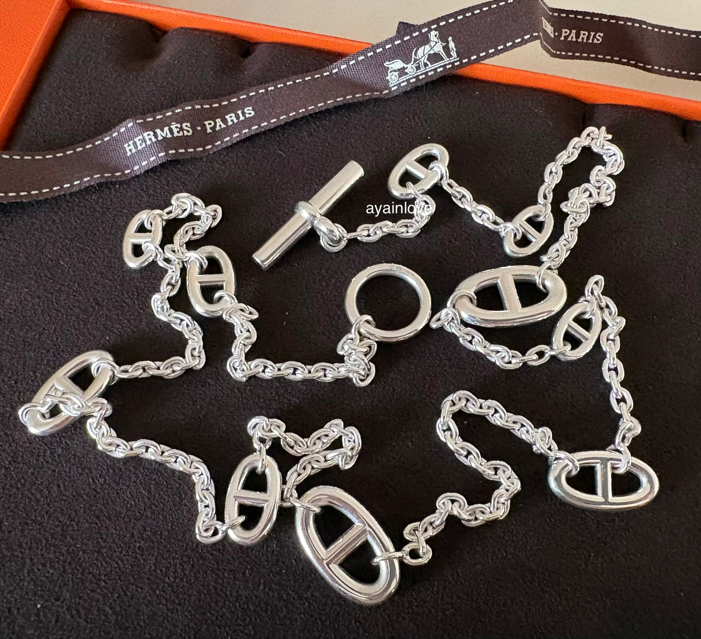 HERMES Farandole Long Necklace 80 Sterling Silver