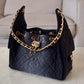 CHANEL 26P Black Washed Denim Small 25 Bag Gold Hardware
