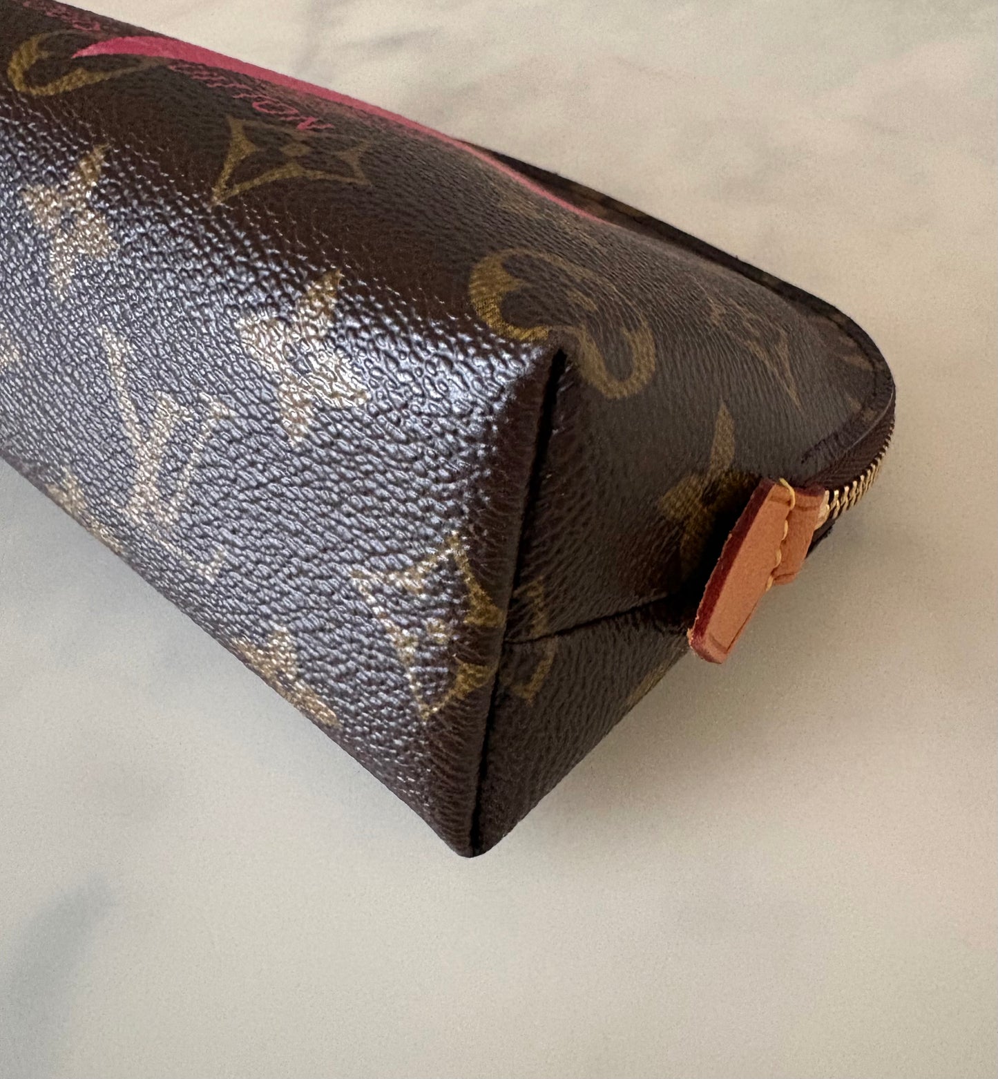 LV LOUIS VUITTON Limited Edition Pink V Voyage Grenade Monogram Cosmetic Pouch