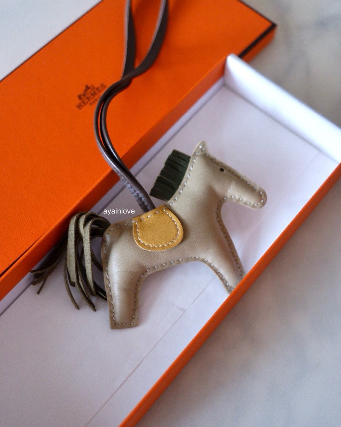 HERMES Rodeo PM Quadcolour Trench/Canopee/Curry/Etoupe Bag Charm