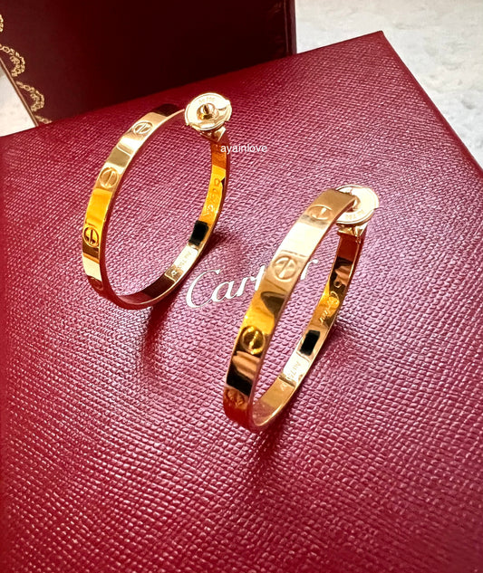 CARTIER LOVE 18KT Yellow Gold Large Hoop Earrings