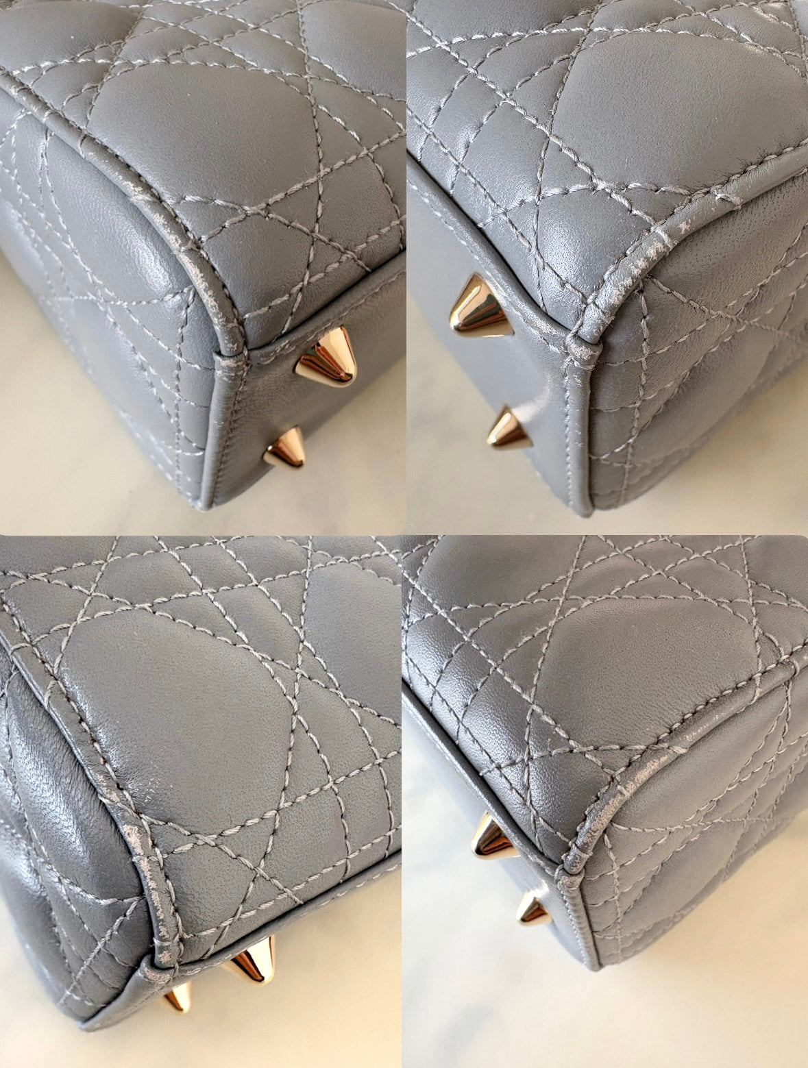DIOR Small Lady Dior Grey Cannage Lambskin My ABCDior Bag