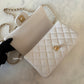 CHANEL 21S Light Beige Caviar Top Handle Rectangular Mini Bag Gold Hardware