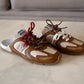 Miu Miu x New Balance 530 SL Brown Cinnamon Bleached Calfskin Mules Loafers Shoes Size 38 EU