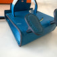 HERMES Kelly Doll Dole Tadelakt Bleu Izmir Bag Charm Palladium Hardware Z Stamp