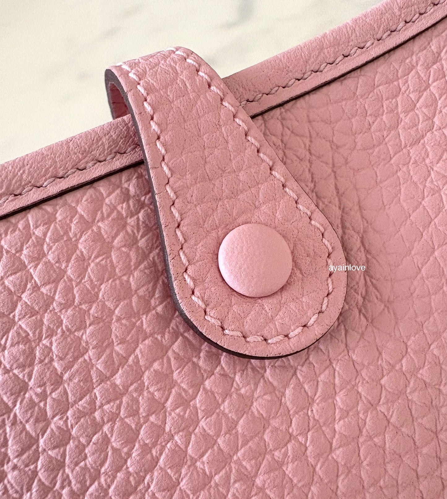 HERMES Mini Evelyne TPM 16 Amazone Rose Sakura Clemence Palladium Hardware W Stamp