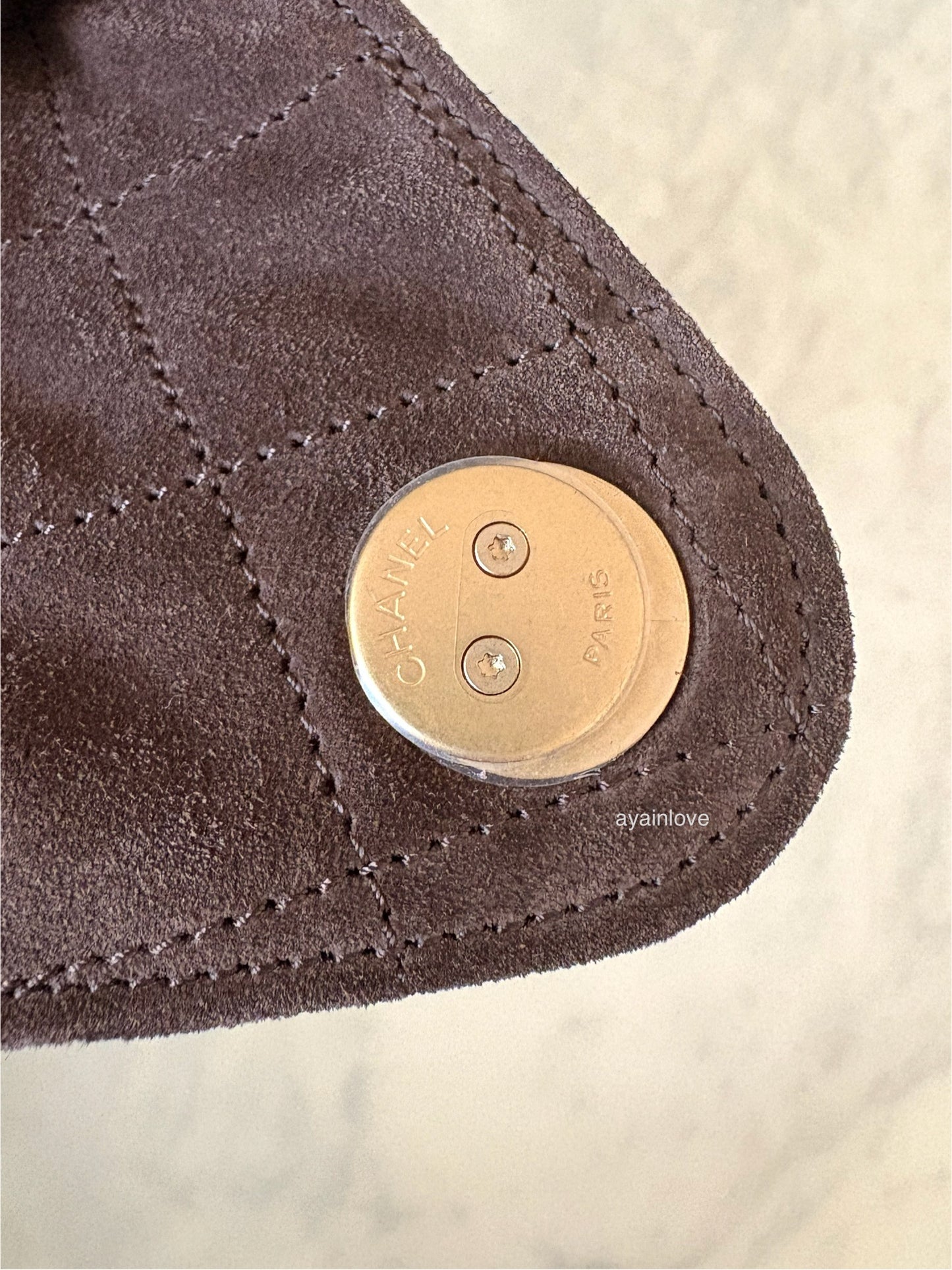 CHANEL 26C Dark Brown Suede Calfskin Medium 25 Bag Gold Hardware