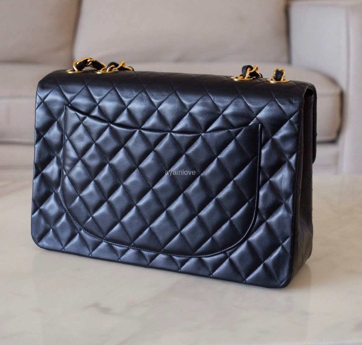 CHANEL Vintage Black Quilted Maxi XL Jumbo Classic Single