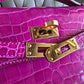 HERMES Kelly Pochette Rose Scheherazade Shiny Alligator Gold Hardware C Stamp