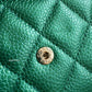 CHANEL 18S Iridescent Emerald Green Caviar XL Snap Card Holder Light Gold Hardware