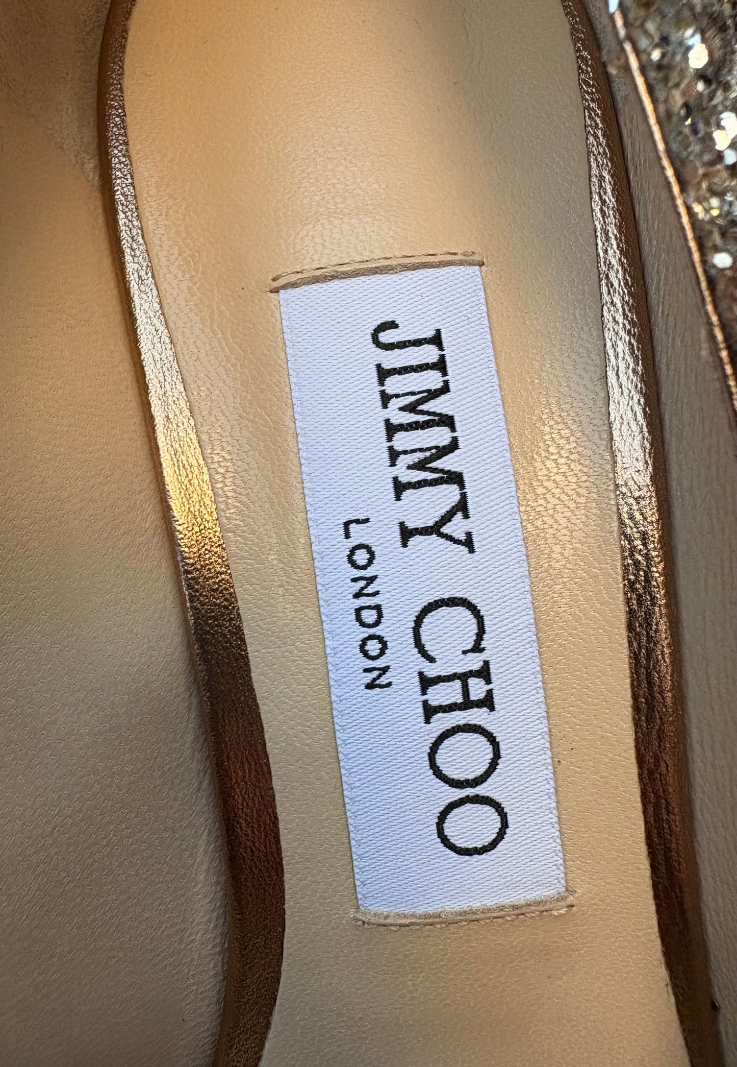 JIMMY CHOO Romy Triple Glitter Degradation Rose Gold, Gold and Silver Pumps Heel Shoes Size 37.5