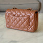 CHANEL 22S Caramel Brown Lamb Skin Rectangular Mini Light Gold Hardware