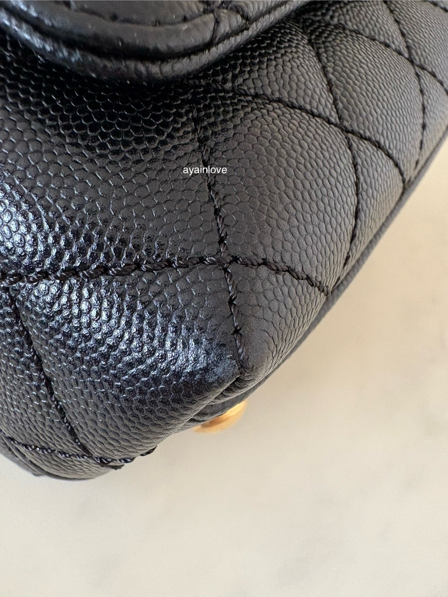 CHANEL Black Caviar Coco Chain Leather Handle Mini 19cm *Microchipped* Brushed Gold Hardware