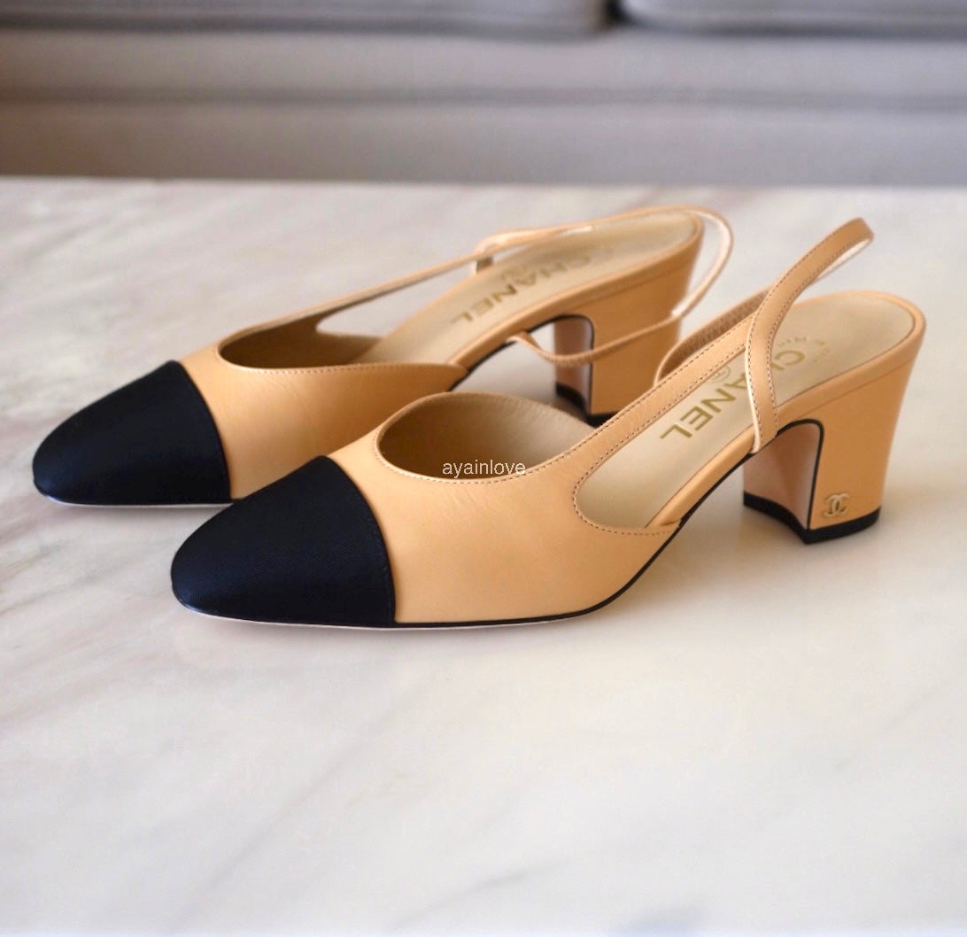 Chanel Beige Chanel Shoes Classic Heels Chanel Beige Cap Toe
