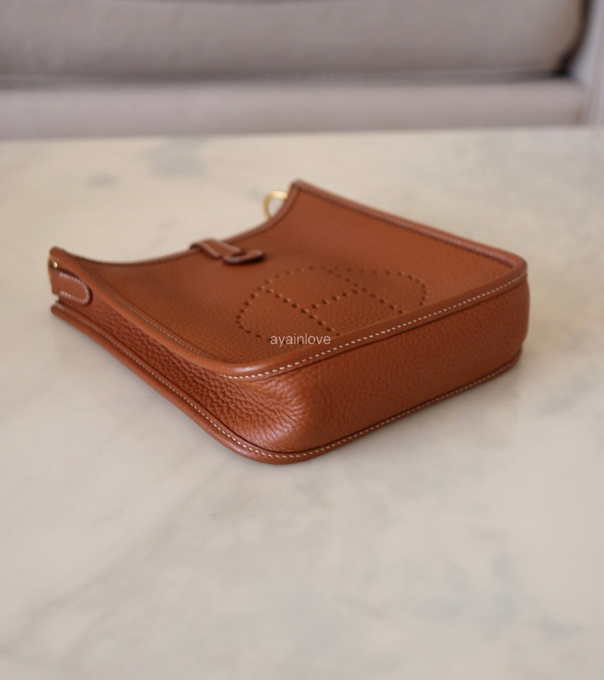 HERMES Mini Evelyne TPM 16 Amazone Gold Clemence Gold Hardware Z Stamp