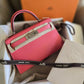 HERMES Mini Kelly 20 Pink Rose Lipstick Chèvre Mysore Palladium Hardware D Stamp