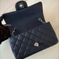 CHANEL 18B Navy Blue Caviar Quilted Rectangular Mini Flap Bag Silver Hardware