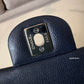 CHANEL 18B Navy Blue Caviar Quilted Rectangular Mini Flap Bag Silver Hardware