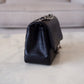 CHANEL 16S Black Caviar Chevron Classic Square Mini Flap Bag Silver Hardware