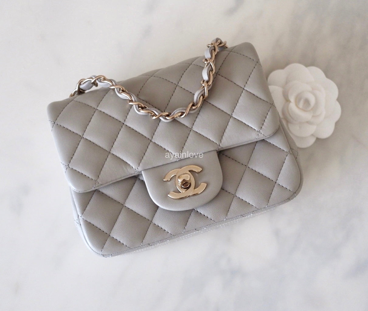 CHANEL 23C Light Green Lamb Skin Classic Quilted Square Mini Flap Bag –  AYAINLOVE CURATED LUXURIES