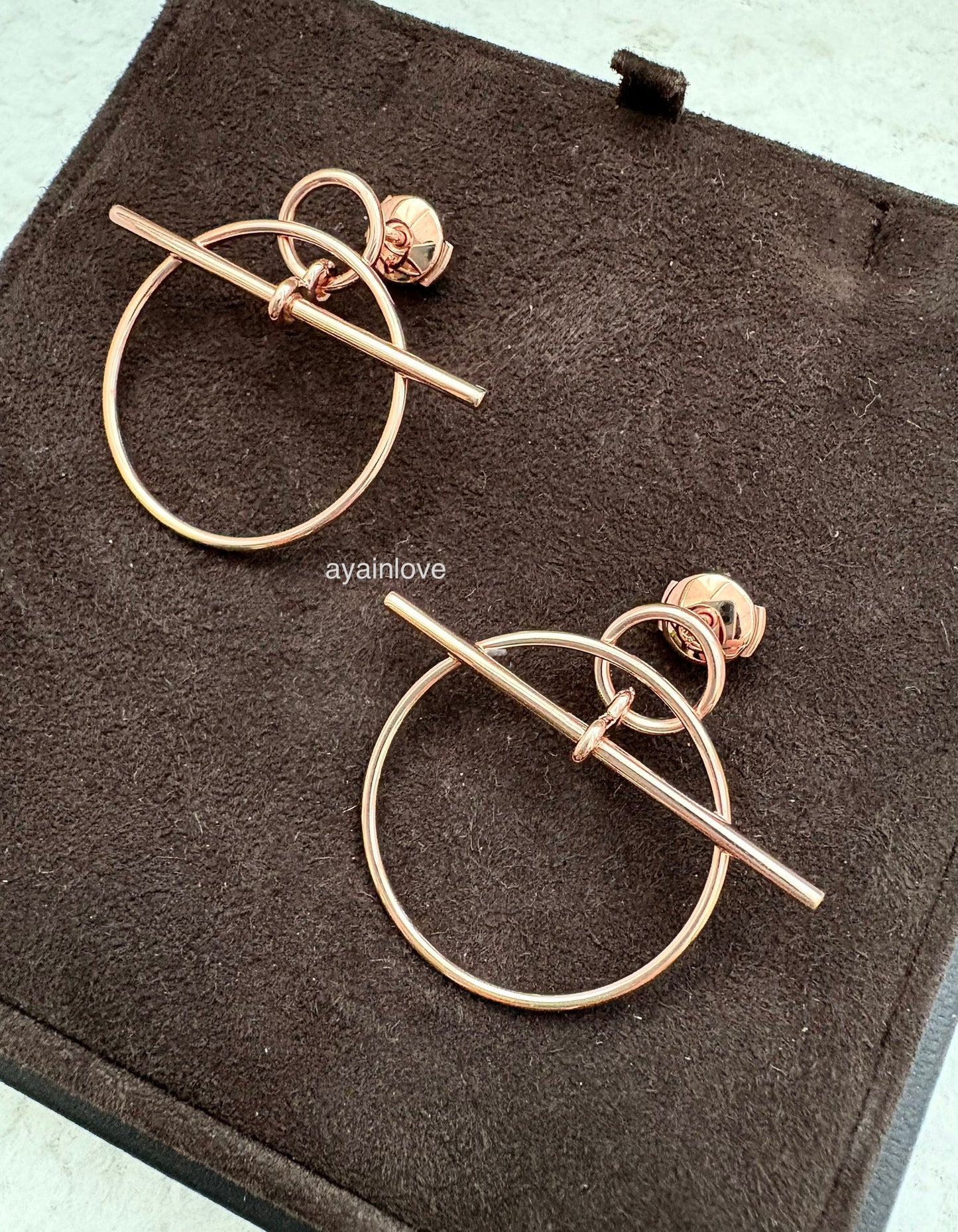 HERMES Loop Small 5 cm 18KT Rose Gold Earrings