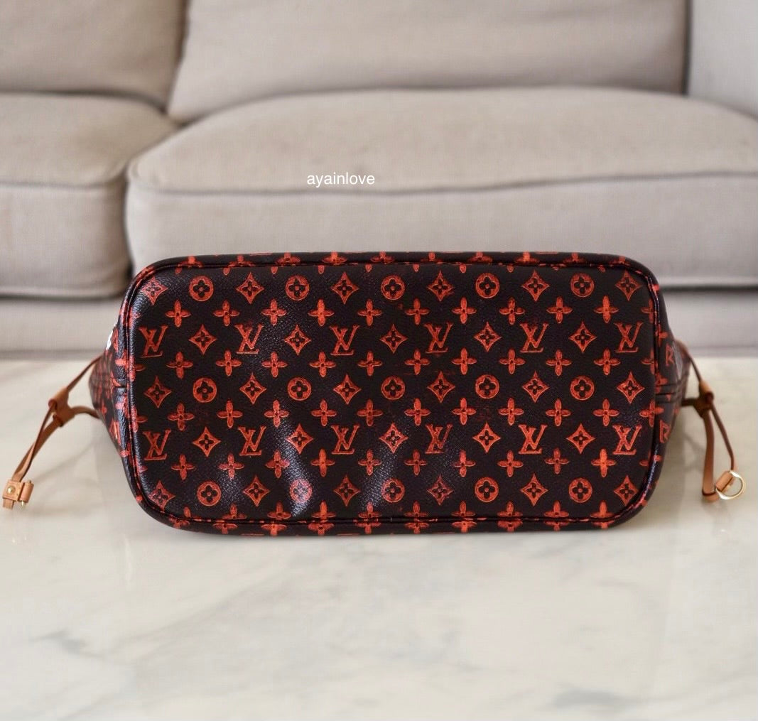 LOUIS VUITTON LV Limited Edition Grace Coddington Catogram Canvas Neverfull MM