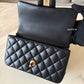 CHANEL Black Lambskin Top Handle Rectangular Mini Gold Hardware