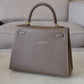 HERMES Kelly 25 Etoupe Epsom Bag Gold Hardware W Stamp