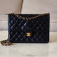 CHANEL Black Lambskin Turnlock Quilted Medium Half Flap Bag Gold Hardware