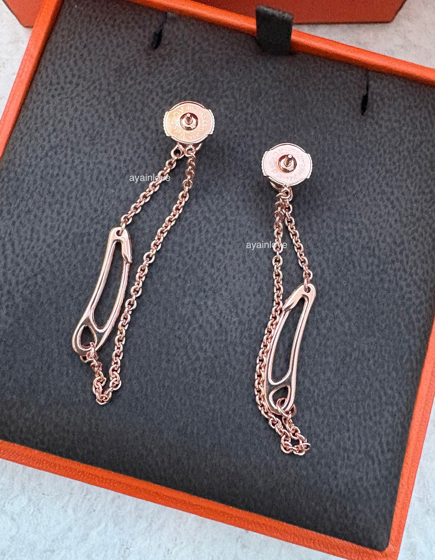 HERMES Chaine d’ Ancre Punk 18KT Rose Gold Earrings