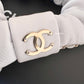 CHANEL 21P White Leather CC Scrunchie Gold Hardware