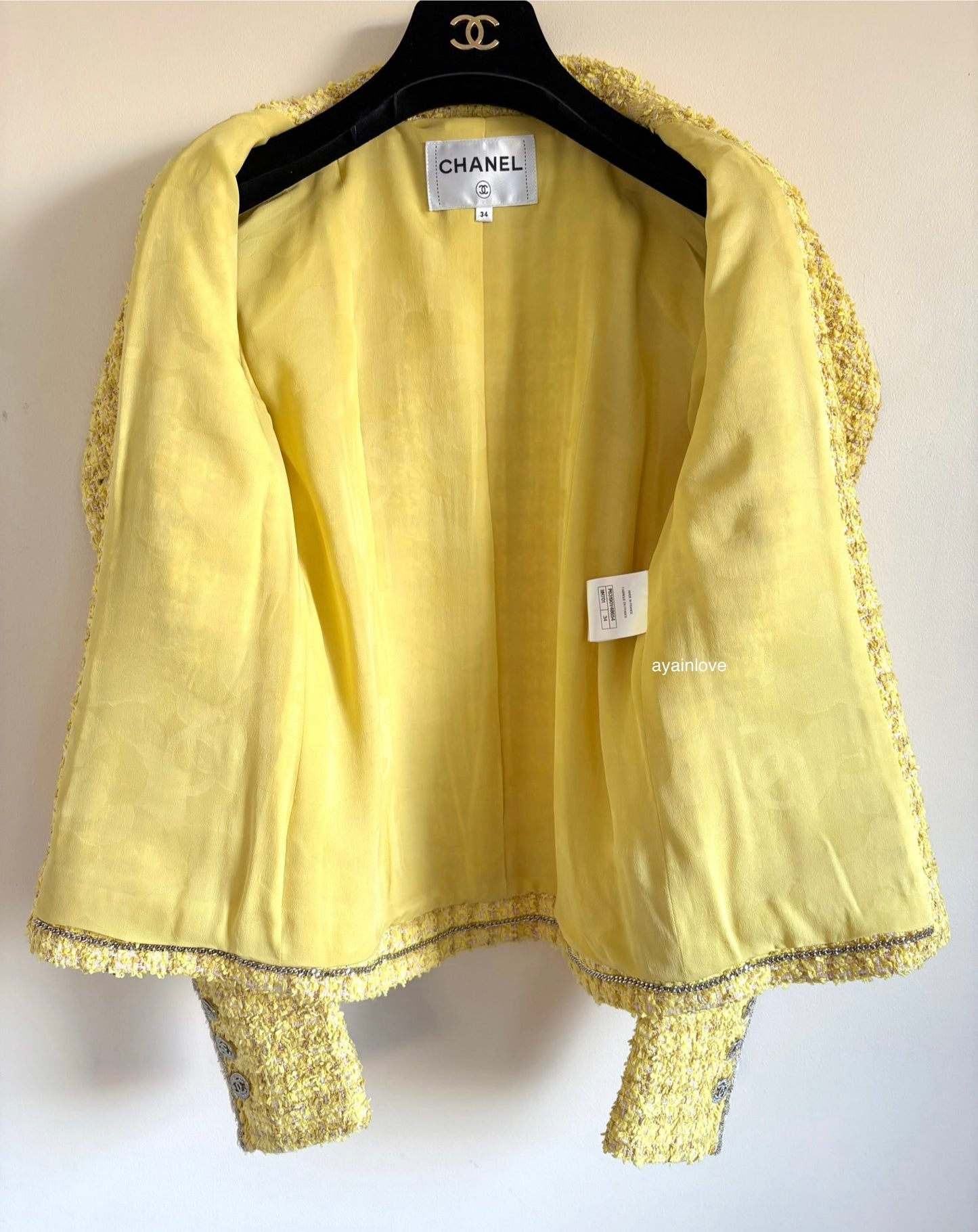 CHANEL 20P Yellow Fantasy Tweed Jacket Size 34FR