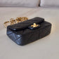 CHANEL 24S Black Lambskin Twin Pearls Quilted Mini Flap Bag Adjustable Gold Hardware