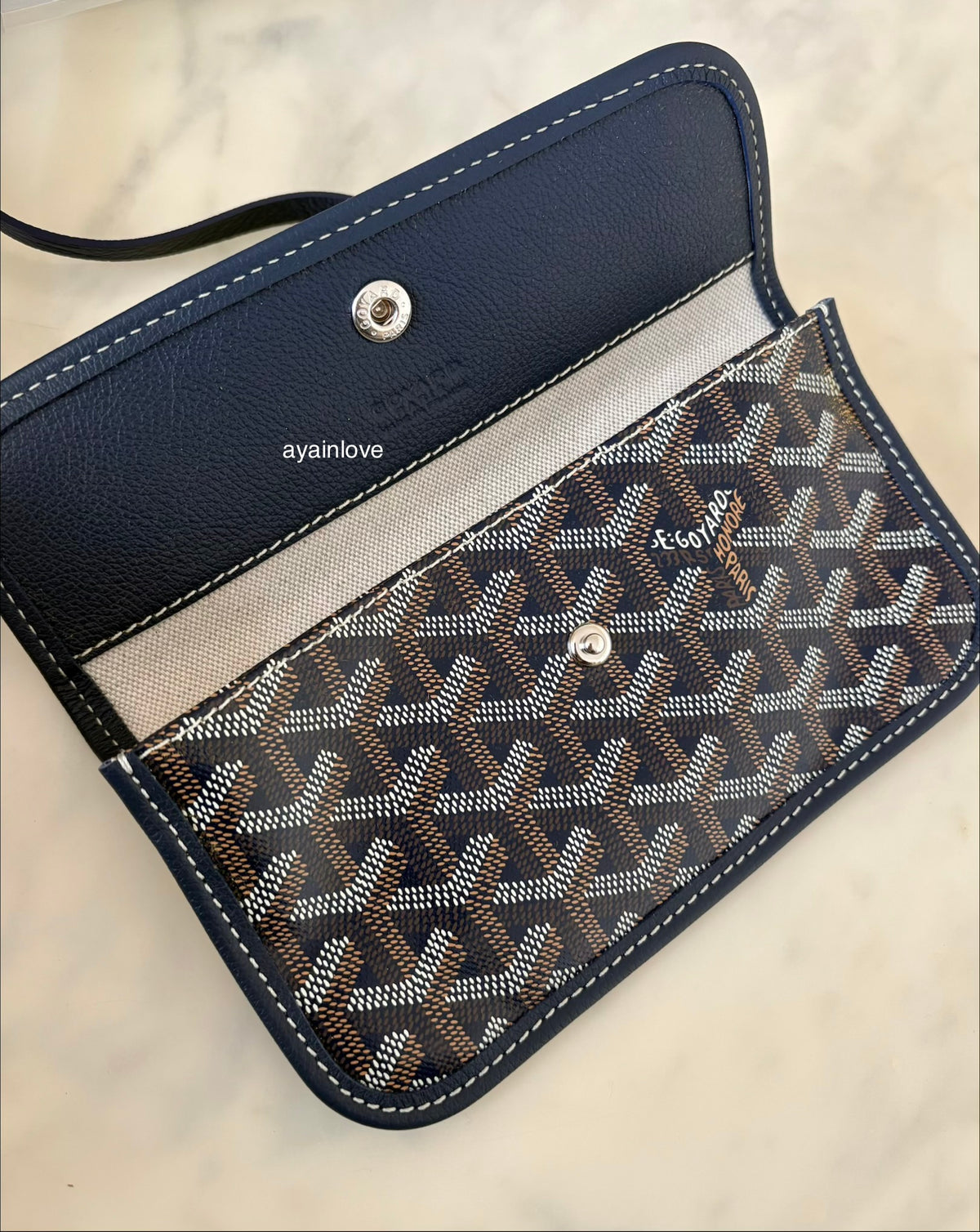 GOYARD St Saint Louis PM Navy Blue Tote Bag