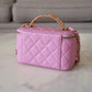 CHANEL 22S Pick Me Up Pink Caviar Top Handle Vanity Brushed Gold Hardware