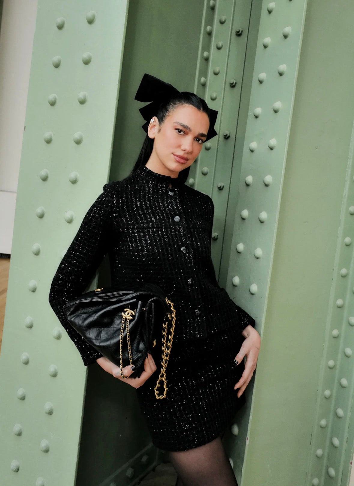 CHANEL 25 Mini Black Caviar Microchipped Bag Gold Hardware