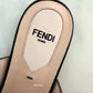 FENDI Vitello Maya Black FF Embossed Monogram Buckle Flat Slides Mules Size 38