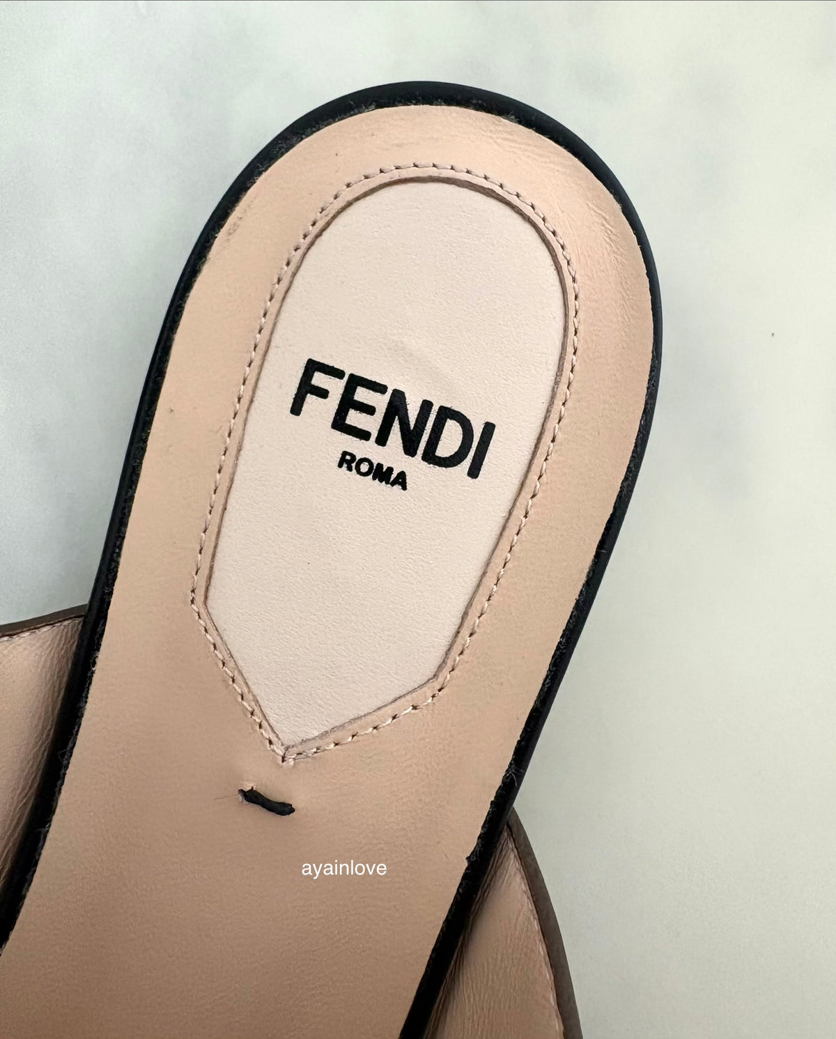FENDI Vitello Maya Black FF Embossed Monogram Buckle Flat Slides Mules Size 38