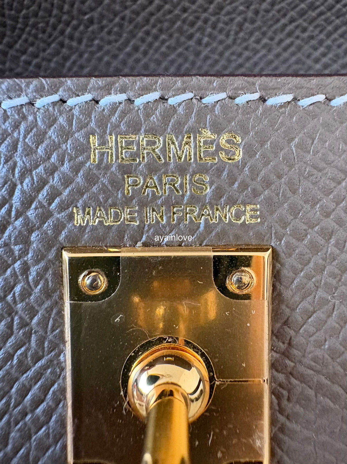 HERMES Kelly 25 Etoupe Epsom Bag Gold Hardware W Stamp