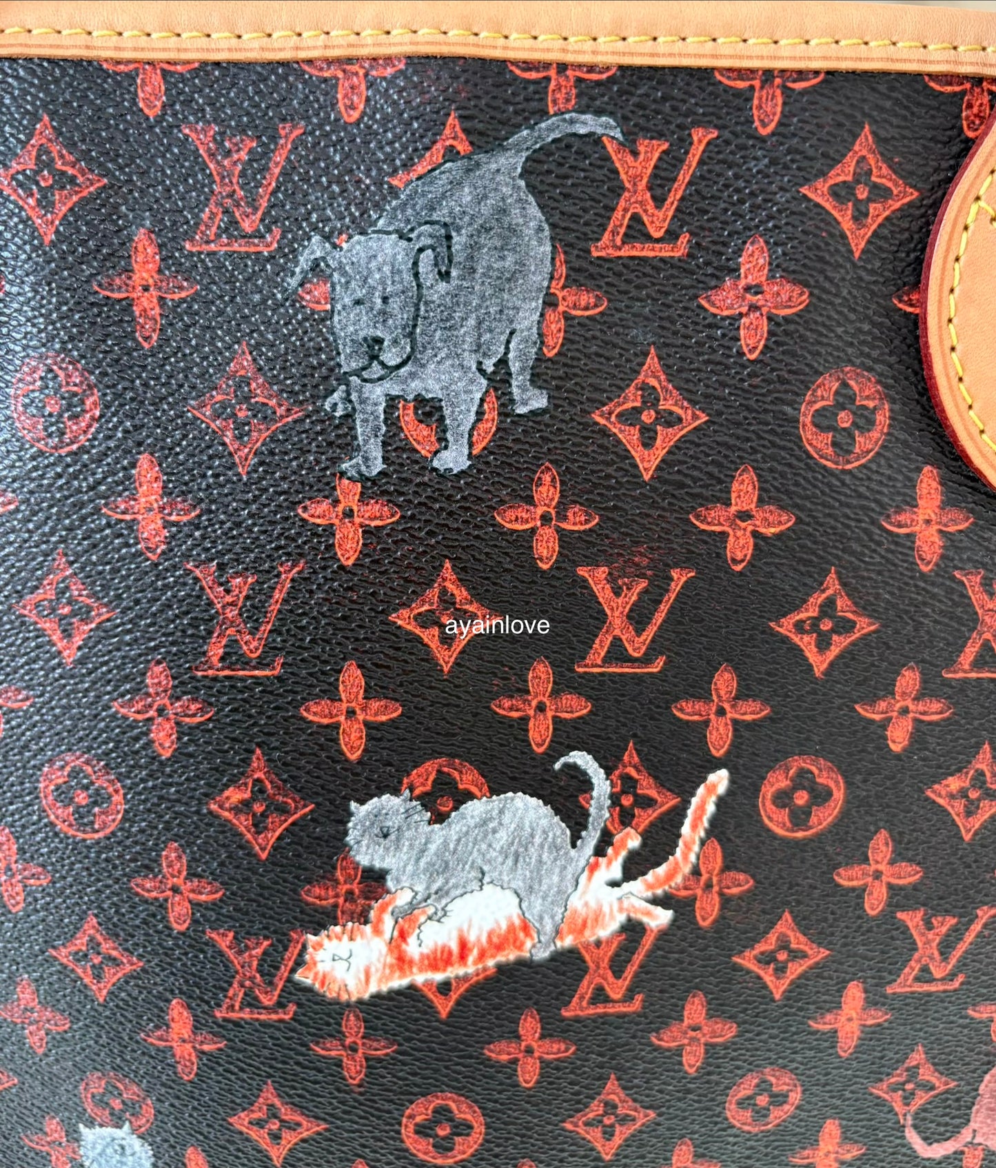 LOUIS VUITTON LV Limited Edition Grace Coddington Catogram Canvas Neverfull MM